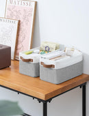 StorageWorks Narrow Storage Bins, Small Basket for Closet and Shelves, Rectangular Fabric Organizer with Handles, Toilet Paper Storage, Gray and White Stripes, 2-Pack by CozyNest Decor