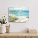 Beach Sea Canvas Wall Art: Seaside Coastal Reed Painting Blue Ocean Nautical Picture Modern Minimalist Seascape Grass Path Artwork Decor for Living Room Bedroom by CozyNest Decor