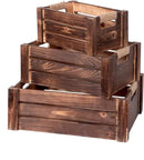 TIMRIS Set of 3 Rustic Wood Nesting Crates, Farmhouse Wooden Storage Container Boxes with Cutout Handles, Decorative Wooden Baskets for Display (Rustic Brown) by CozyNest Decor