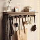Entrance Coat Rack ，Coat Hooks, Wall-Mounted Wooden Hook Rack, Wall-Mounted Shelves are Very Suitable (Walnut Colored Finish-2) by CozyNest Decor