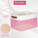 Storage Bins Large Fabric Storage Baskets for Shelves 3 Pack, Decorative Linen Closet Baskets with Handles for Organizing, Shelf, Clothes, Home, Office, 15x11x9.5Inches (Pink&White) by CozyNest Decor