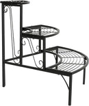 DOEWORKS 3 Tier Plant Stand Flower Pot Rack, Quarter Round Plant Corner Shelf Planters Display Holder orchid shelves for Indoor Outdoor Use, Black by GreenHaven Gardens