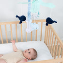 The Peanutshell Crib Mobile for Boys or Girls - Light and Dark Blue Musical Baby Crib Mobile with 12 Lullabies, Ocean Baby Nautical Nursery Decor by TinyTreasures Baby Boutique