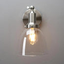 PERMO Industrial Vintage Slope Pole Wall Mount Single Sconce with 6.7" Oval Dome Clear Glass Shade Wall Sconce Light Lamp Fixture (Brushed Nickel) by CozyNest Decor