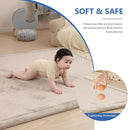 Baby Play Mat for Floor,1.3" Thick Memory Foam Tummy Time Mat,Soft Coral Velvet Nursery Rug,Extra Large Non Slip for Crawling,Toddlers,Infants,Kids,Tatami Style for Living Room(Beige) by TinyTreasures Baby Boutique