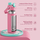 Insulated Water Bottle with Straw Stainless Steel Water Bottle, Leak-Proof, BPA-Free, Double Wall Vacuum Keeps Cold for 24 Hours for Sports, Travel, School (18 oz, Tulip) by CozyNest Decor