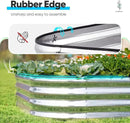 Quictent Galvanized Raised Garden Bed Kit, 8x4x1 ft Oval Metal Planter Box for Vegetables, Rubber Strip Edging Included (Silver) by GreenHaven Gardens