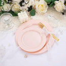 FLOWERCAT 60PCS Pink Plastic Plates - Heavy Duty Pink Plates Disposable for Party/Mother's Day/Wedding - serving 30 guests Include 30PCS 10.25inch & 30PCS 7.5inch by CozyNest Decor