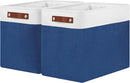 DULLEMELO Extra Large Storage Baskets, Fabric Storage Bins for Organizing Shelves Nursery Toys Books, Closet Baskets and Bins with Handles, White&Blue, 2-Pack by TinyTreasures Baby Boutique