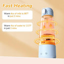BEBOAN Portable Bottle Warmer for Travel On The Go, Portable Milk Warmer 5-Temp Setting with Lock 12oz Large Capacity, Cordless for Heating Breast Milk Charging with 55w Charger to Get Fast Charging by TinyTreasures Baby Boutique