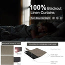 Light Brown Linen Blackout Curtains 96 Inches Long Back Tab Pocket Neutral Earthy Thermal Black Out Curtains for Living Room Sliding Glass Door Burg Floor to Ceiling Window Drapes 2 Panels 8ft Length by CozyNest Decor