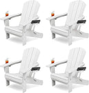 KINGYES Folding Adirondack Chair Set of 4, Dual Cup Holders & All-Weather HDPE, Wood-Like Patio Chair for Backyard, Camping, Pool & Fire Pit, White by GreenHaven Gardens