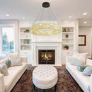 Dia 24" Modern Crystal Chandelier Black Ring Chandelier Adjustable Height Luxury Crystal Pendant Ceiling Light Fixture for Dining Living Room Bedroom by CozyNest Decor