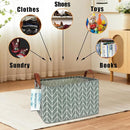 LANGYASHAN Rectangular Storage Bin Collapse Canvas Fabric Cartoon Storage Basket with Handles for Organizing Home Kitchen Boys and Girls Toys Office Closet Shelf Baskets (Rec Grey Point) by TinyTreasures Baby Boutique