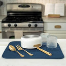 S&T INC. Dish Drying Mat, 16” x 18”, Absorbent Microfiber Kitchen Counter Mat, Dish Drying Pad for Dishes, Utensils, Pots and Pans, Large, Navy by CozyNest Decor