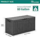 YITAHOME 80 Gallon Outdoor Storage Box, Large Water Resistant Resin Deck Box, Indoor Outdoor Lockable Storage Container for Patio, Garden, Cushions, Tools, Equipment (Dark Gray) by GreenHaven Gardens