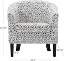 BELLEZE Accent Barrel Chair Set of 2, Linen Round Chair Club Tub Sofa Corner Chair with Flared Legs and Cozy Soft Padding for Living Room Bedroom Waiting Room - White & Brown by CozyNest Decor