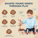 Hexagon Montessori Wooden Building Blocks – 86 Pieces FSC-Certified Beech | Alphabet & Number Blocks with Board Game, Storage Bag & 15-Challenge Guide | Stacking Toy for Kids Ages 3+ by TinyTreasures Baby Boutique