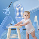 ZELINYE Baby Grooming Kit, 8 in 1 Baby Hair Brush/Nail Clipper/Nose Cleaner/Finger Toothbrush/Nail Scissors/Manicure Kit for Baby Care Keep Healthy and Clean(Blue) by TinyTreasures Baby Boutique