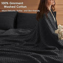 PHF 100% Cotton Waffle Weave Blanket Oversized King for Bed 120"x120"- Giant Big Lightweight Blanket 10'x10' for Bed Sofa - Aesthetic Extra Large Washed Cotton Soft Blanket - Black by CozyNest Decor