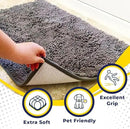 Muddy Mat® 4-Piece Grey Medium 30"X19" AS-SEEN-ON-TV Highly Absorbent Microfiber Door Mat, Bath Mat and Pet Rug, Non Slip Thick Washable, Soft Chenille for Kitchen Bathroom Bedroom Indoor and Outdoor by CozyNest Decor