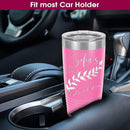 Personalized Tumbler for Women, Customized Coffee Travel Mug, Engraved Monogram Initial, Valentine’s Day Gift, Birthday Gift Idea, Keep Drinks Cold and Hot (Pink, 20oz) by TinyTreasures Baby Boutique