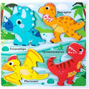 Wooden Jumbo Base Dinosaur Puzzle1-3, Dinosaurs Toys for 2 3 Years Old Boy Girls Kids,Toddler Toys Ages 2-4,Preschool Wood Dino Educational Gifts for Boys by TinyTreasures Baby Boutique