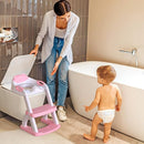 SKYROKU Potty Training Toilet, New Sector-Shape Stabilized Base two in one Toddler Toilet Seat with Splash Guard, Anti Slip Pad, and Step Stool Pink by TinyTreasures Baby Boutique