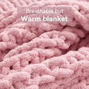 Chunky Knit Throw Blanket, 50''*60'' Knitted Throw Chenille Yarn for Bed Couch, Handmade Light Pink Crochet Big Thick Blanket, Machine Washable Cute Comfy Blanket for Home Decor by CozyNest Decor