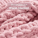 Chunky Knit Throw Blanket, 30''*40'' Knitted Throw Chenille Yarn for Bed Couch, Handmade Light Pink Crochet Big Thick Blanket, Machine Washable Cute Comfy Blanket for Home Decor by CozyNest Decor