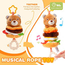 Jollybaby Baby Musical Pull String Hanging Toys for Stroller Car Seat Crib Play Gym, Plush Stuffed Hamburg Bear Toy for Carseat with Music Teether Crinkle, Sensory Toy for 0-6-12-18 Months Baby Gifts by TinyTreasures Baby Boutique