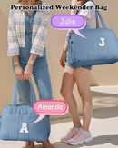 Birthday Present-Initial Duffle Bag, Yoga Bags for Women，Overnight Bag with Wet Pocket，Lightweight Work Bags Personalized Gym Tote with Makeup Pouch