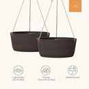 La Jolie Maison Large Hanging Planters - 12 Inch Outdoor Flower Pots, Hanging Garden Planters Set of 2, Iron Color by CozyNest Decor