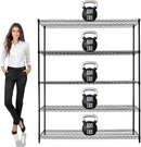 60"x24"x72" PRIME HEAVY DUTY Black 5-Tier Wire Shelving NSF 3000 LBS MAX Capacity Storage Rack for Commercial, School, Home, Garage, Warehouse, Industrial, and Hospital Uses (with Wheels) by CozyNest Decor