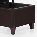 Adeco 15.2" Modern Brown Faux Leather Storage Ottoman with Tufted Flip Top for Living Room, Tufted Accents Rectangular Bench for Foot Rest