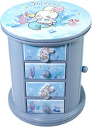 Girls Blue Cute Bunny Jewelry Box Organizer - Kids Gift for Little Girls by TinyTreasures Baby Boutique
