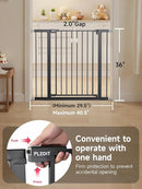 36" Extra Tall Baby Gate for Stairs, 29.5-40.5" Wide Dog Gate for Doorways, Walk Thru Auto Close Metal Pet Gate for The House, Stairs and Doorways, Child Gate Pressure Mounted Dog Gate Indoor - Black by TinyTreasures Baby Boutique