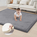 ACOMOPACK Baby Play Mat for Floor 1.3" Thick Memory Foam Play Mat 71"×79" Tummy Time Crawling with Non-Slip Bottom for Living Room,Nursery,Soft Velvet Playpen Mats for Kids,Infants（Dark Grey） by CozyNest Decor