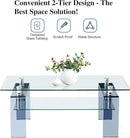 Glass Coffee Table Rectangle Living Room Center Table with Storage, Clear Tempered Glass Tabletop and Smoke Grey Leg,for Living Room and Office (Clear+Smoke) by CozyNest Decor