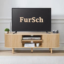 54" Tambour Door TV Stand,Wood Mid Century Modern TV Cabinet for Up to 65“ TV,Curved Edge Long TV Stand with Storage for Bedroom Living Room(Natural, 54inch) by CozyNest Decor