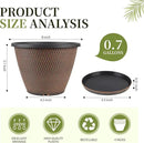 4 Pack 8 inch Plant Pot, Plastic Pots for Plants Indoor, Round Planters for Outdoor Plants with Drainage Holes & Trays, Decorative Flower Pots Garden Containers Sets for Houseplants (Black Copper) by CozyNest Decor