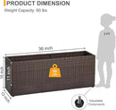SUNNYPARK Set of 2 Large Rectangular Planter with Removable Liner, All-Weather PE Rattan Modern Planters Indoor Outdoor Flower Plant Pots Garden Box Patio Yard Front Porch Deck