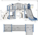 8 in 1 Toddler Slide Set, Kids Slide for Toddlers Age 1-3, Toddler Climber Slide PlaySet with Basketball Hoop and Ball, Outdoor Indoor Kids Playground for Toddlers 1-3, Blue Grey by TinyTreasures Baby Boutique