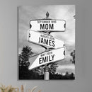 Personalized Gifts for Mom Family Names Street Custom Multi-Name Date of Birth Vintage Street Sign Happy Mothers Day Canvas Wall Art Best Christmas Gifts for Mommy from Daughter Son Children Kids