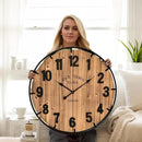 Large Old Town Farmhouse Wall Clock 30 Inches Rustic Antique Wood with Metal Circle and Large Numerals Silent Battery Operated Wall Clock for Office Kitchen Bedroom Living Room by CozyNest Decor