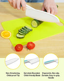 Kids Knife Set, 5 Pcs Montessori Kitchen Tools for Toddlers' Real Cooking, BPA Free Kids Safe Kitchen Cooking and Baking Set with Peeler, Cutting Board for Sandwich Bread Vegetable Fruit Present Gift by TinyTreasures Baby Boutique