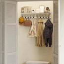 AMBIRD 34.2" L Wooden Wall Coat Hooks with Shelf - Versatile and Decorative Wall-Mounted Storage - 10 Hooks for Hanging Coats, Hats, Keys, Bags, Scarves - Ideal for Entryways, Bedrooms, Closets(White) by CozyNest Decor