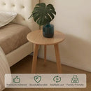 100% Solid Oak Round Side Table Set of 2, Small Bedside Table for Small Spaces, Living Room End Table with Stable Frame, Modern Nightstand for Bedroom Couch(Natural, 17.71" D x 19.68" H) by CozyNest Decor