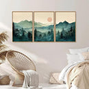 SIGNINART Large Boho Mountain Framed Canvas Wall Art Set, Nature Pine Tree Wall Painting, Abstract Foggy Forest Wall Decor, Modern Sunrise Art Prints for Bedroom Living Room and Office - 16"x24"x3 by CozyNest Decor
