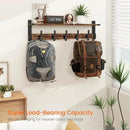 Homode Coat Rack Wall Mount, 29 Inch Long Shelf with Hooks, Wood Entryway Shelf with 5 Hangers for Hanging Hat Jacket Backpack Purse, Rustic Brown Black by CozyNest Decor